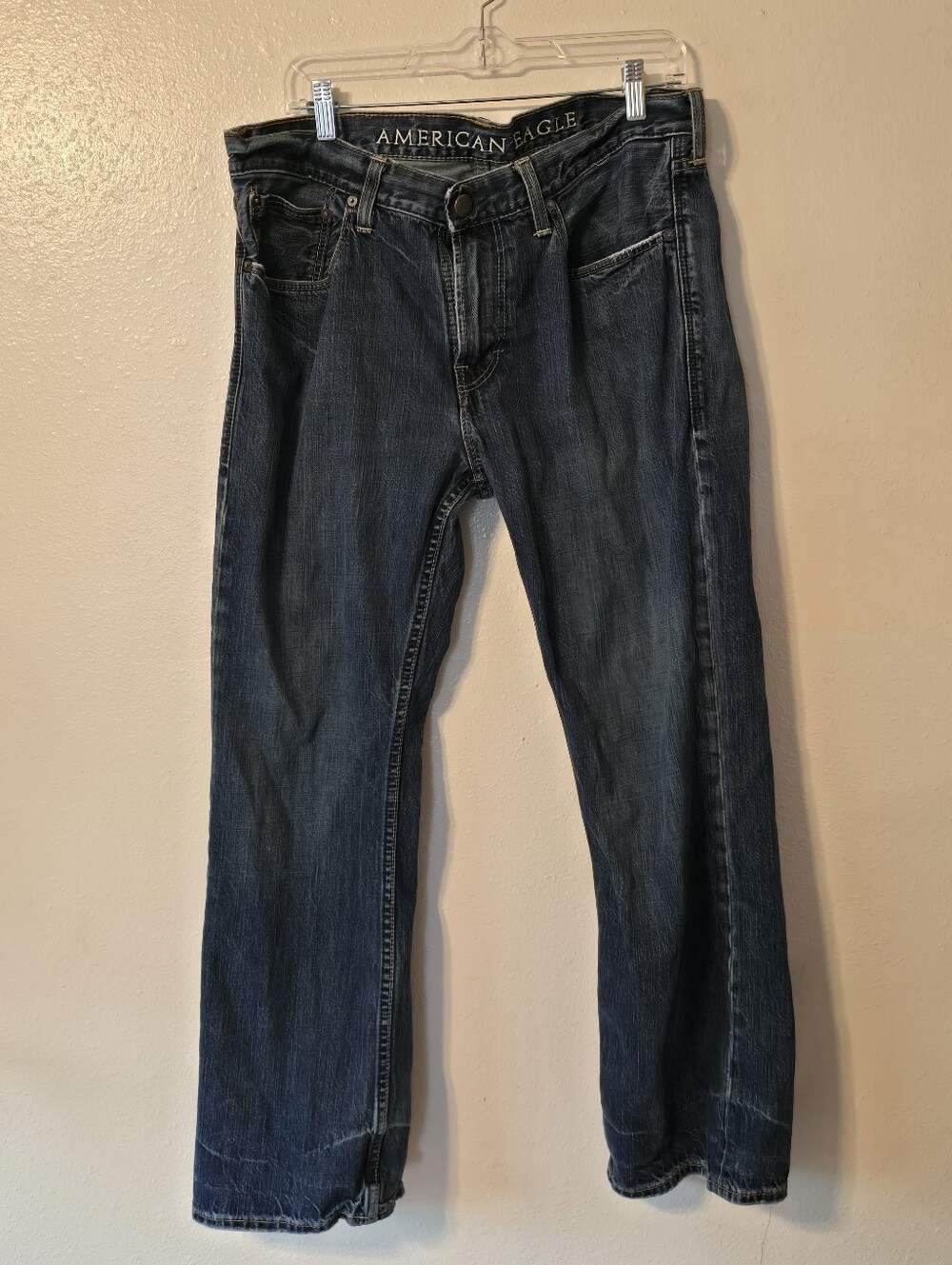 American Eagle Men's Dark Wash Jeans 34x30 (Measures 34x29) 100% Cotton Rigid